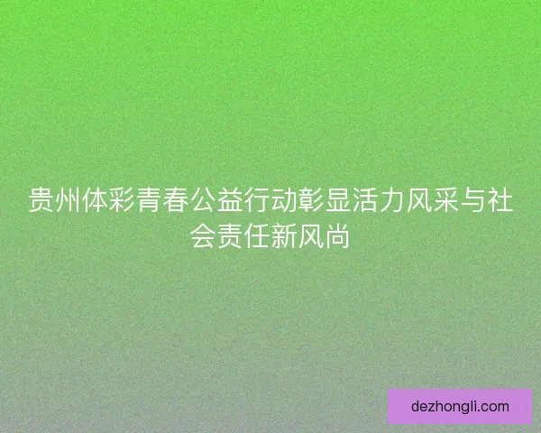 贵州体彩青春公益行动彰显活力风采与社会责任新风尚